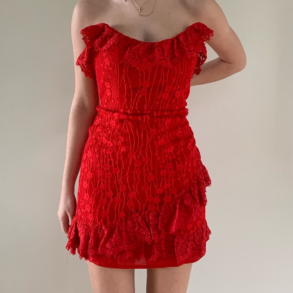 Beautiful red lace dress! Never worn before!